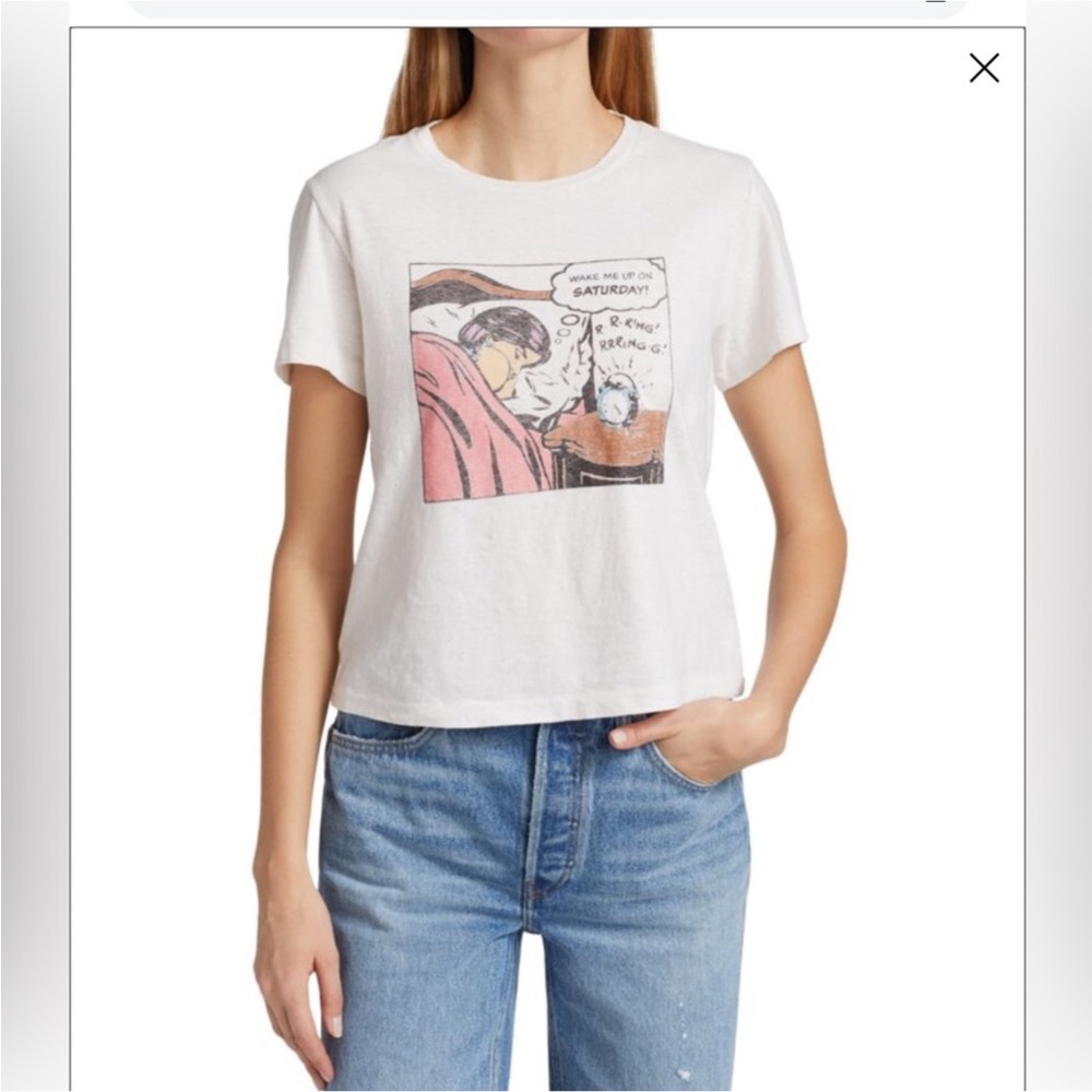 Re/Done T-Shirt with Comic Alarm Print NWT Retail $160 size small